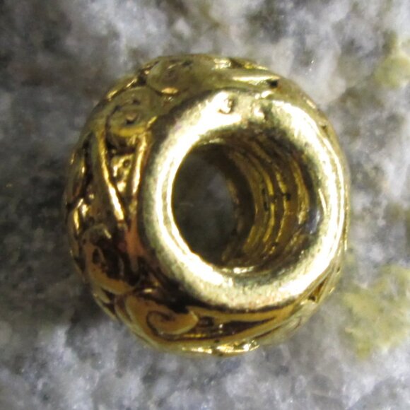 Ornate Dotted Gold Plated Sterling Silver European Charm - Picture 5 of 7